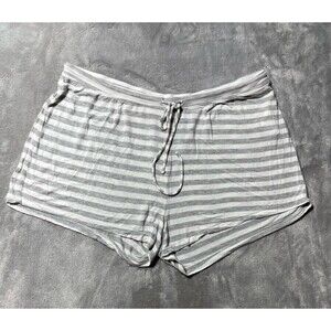 Max Studio Sleepwear Sleep Shorts Pajamas Gray And White Striped Women’s Large